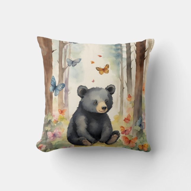 Baby Black Bear Gender Neutral Kudde (Framsida)