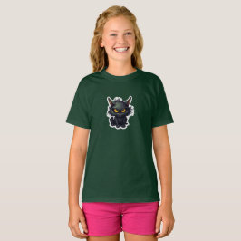 Baby Black Cat Design - flickors grundläggande T-S T Shirt