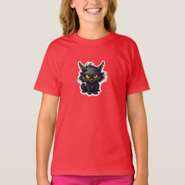 Baby Black Cat Design - flickors grundläggande T-S T Shirt