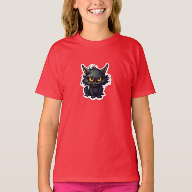 Baby Black Cat Design - flickors grundläggande T-S T Shirt (Framsida)