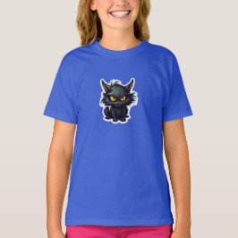 Baby Black Cat Design - flickors grundläggande T-S T Shirt