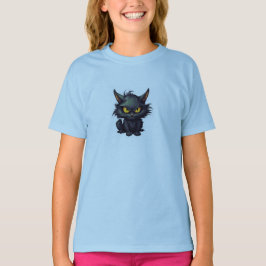 Baby Black Cat Design - flickors grundläggande T-S T Shirt