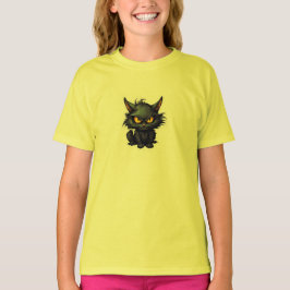 Baby Black Cat Design - flickors grundläggande T-S T Shirt