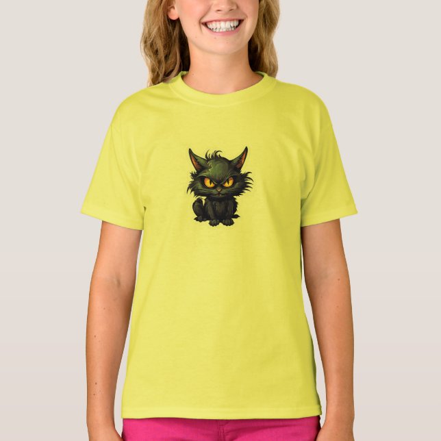 Baby Black Cat Design - flickors grundläggande T-S T Shirt (Framsida)