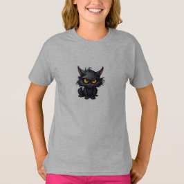 Baby Black Cat Design - flickors grundläggande T-S T Shirt