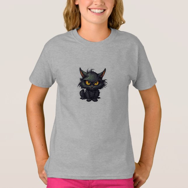 Baby Black Cat Design - flickors grundläggande T-S T Shirt (Framsida)