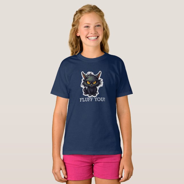 Baby Black Cat Design - flickors grundläggande T-S T Shirt (Hel framsida)