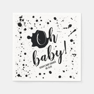 Baby Black Paint Splatter Unisex Baby Shower Pappersservett