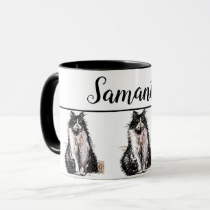 Baby Black White Tuxedo cat Cats Whimsical Art Mug Mugg
