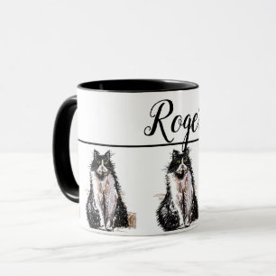 Baby Black White Tuxedo cat Cats Whimsical Art Mug Mugg
