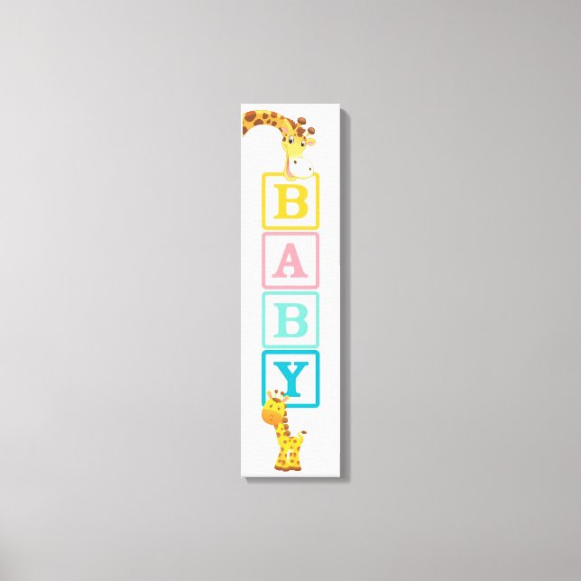 Baby blockerar med Cute Giraffes Canvastryck (Framsida)