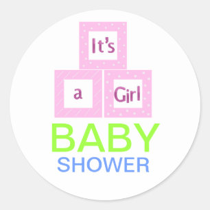 Baby Blocks Baby Shower Runt Klistermärke