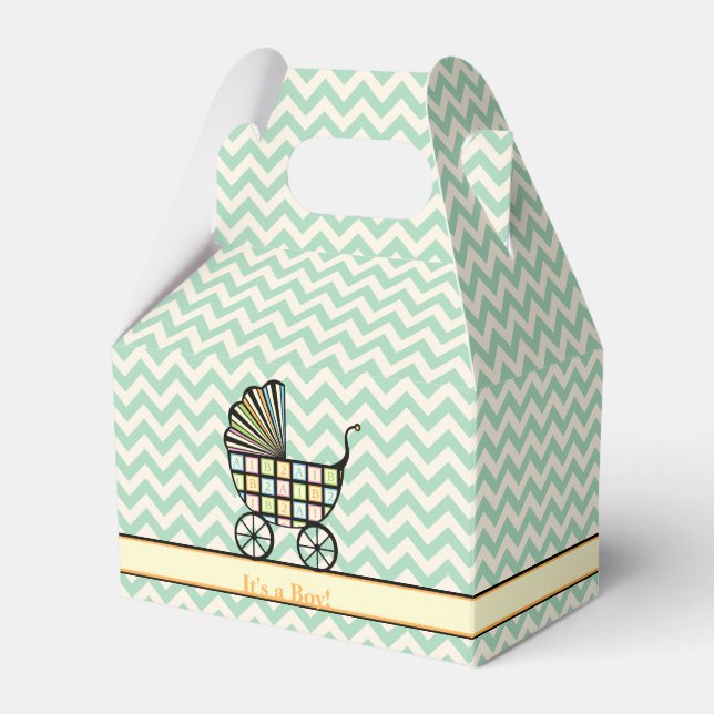 Baby Blocks Barnvagn Baby Shower Favor Box Presentaskar (Framsidan Sidan)
