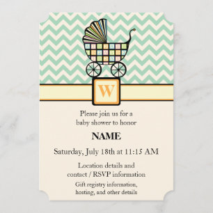 Baby Blocks Barnvagn Baby Shower-inbjudan Inbjudningar