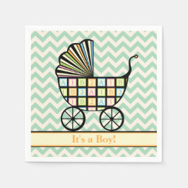 Baby Blocks Barnvagn Baby Shower Napkins Pappersservett