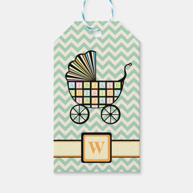 Baby Blocks Barnvagn Gift Märkre Presentetikett (Framsidan)