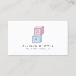 Baby Blocks Monogram Childcare, Babyvekort Visitkort