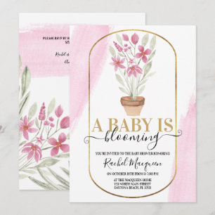 Baby blommar upp Blommigtens vattenfärgsbabyskor f Inbjudningar