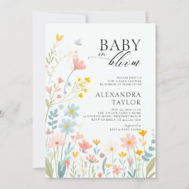 Baby Bloom Pastel WildblomBoho Flicka Shower Inbjudningar