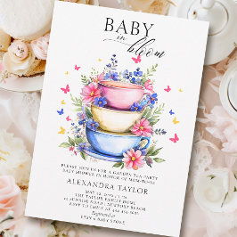 Baby Bloom Tea Party Wildblommor Flicka Shower Inbjudningar