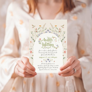 Baby Bloom Wildblomma Kön Neutral Baby Shower Inbjudningar