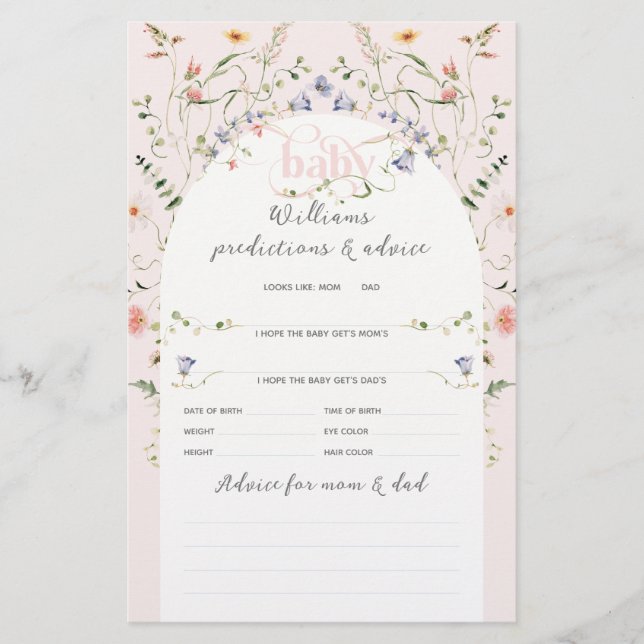 Baby Bloom WildblommGirl Rosa Baby Shower Game (Framsida)