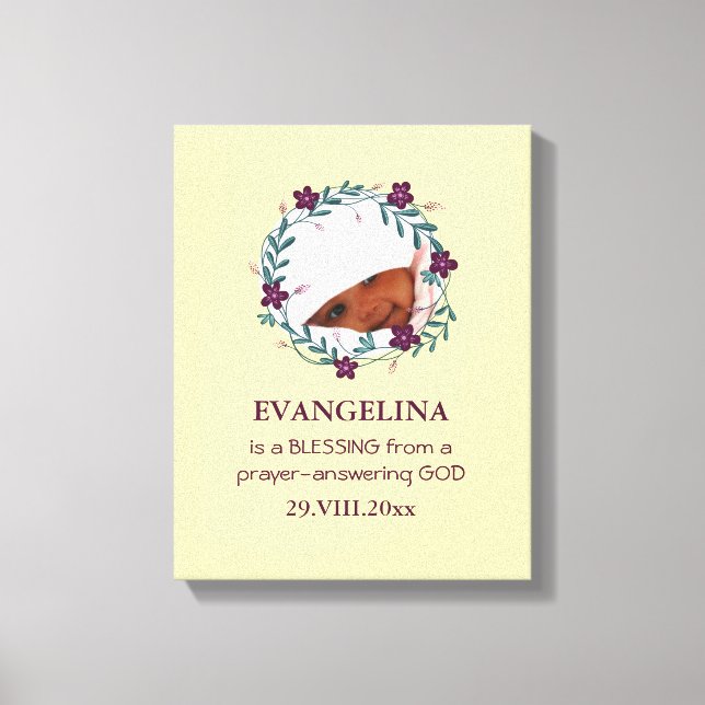 Baby | BLÖSNING FRÅN GOD | Utfall | Fotokeepsaké Canvastryck (Framsida)