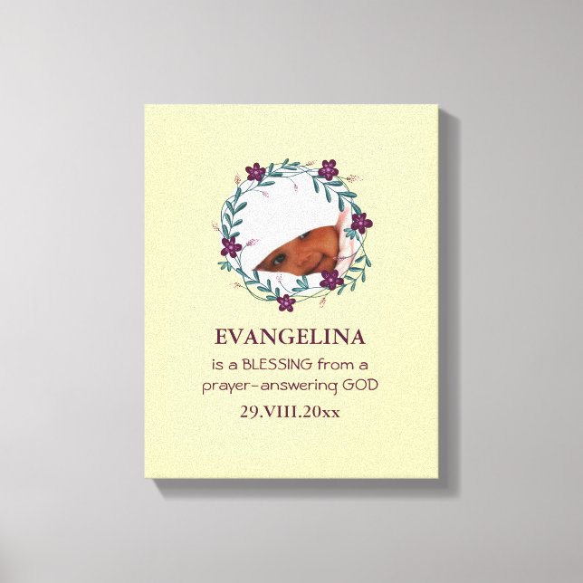 Baby | BLÖSNING FRÅN GOD | Utfall | Fotokeepsaké Canvastryck (Framsida)