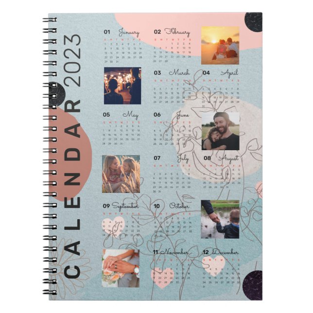 Baby blue 2023 Calendar journal , 6 anpassningsbar Anteckningsbok (Framsidan)