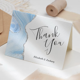 Baby blue Agate Silver Bröllop Tack Kort