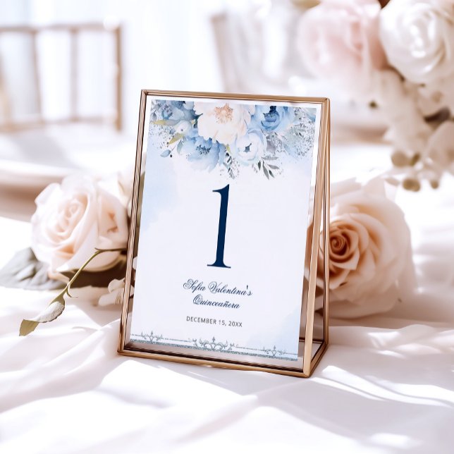 Baby Blue Askungen Quinceañera Bordsnummer (Baby Blue Cinderella Table Numbers)