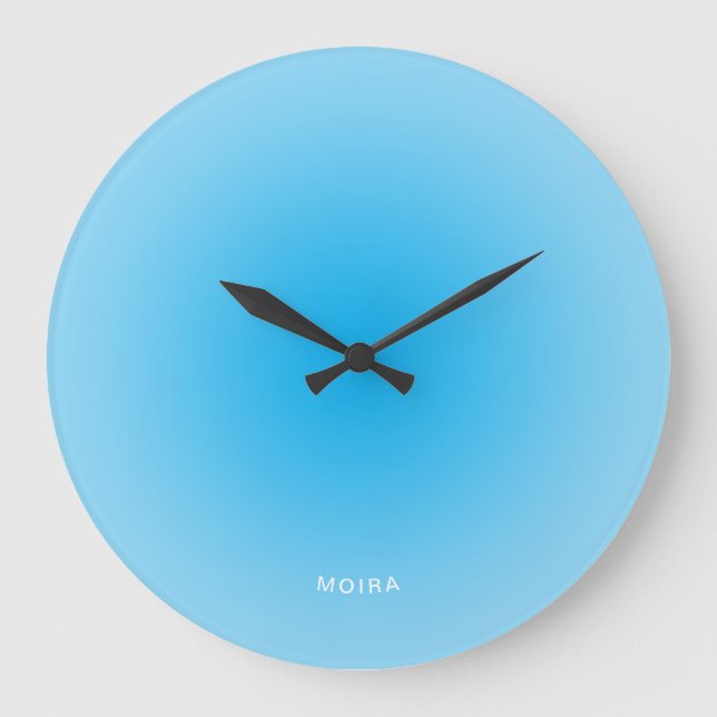 Baby Blue Azure Radiell Gradient Stor Klocka (Framsida)