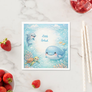 Baby Blue Baby Shower Ocean Party Val Delfin Pappersservett