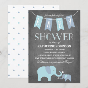 Baby blue baby showerinbjudan för elefant inbjudningar