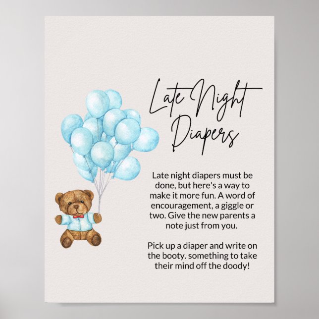 Baby blue babyskor för barn sen natt poster (Framsidan)