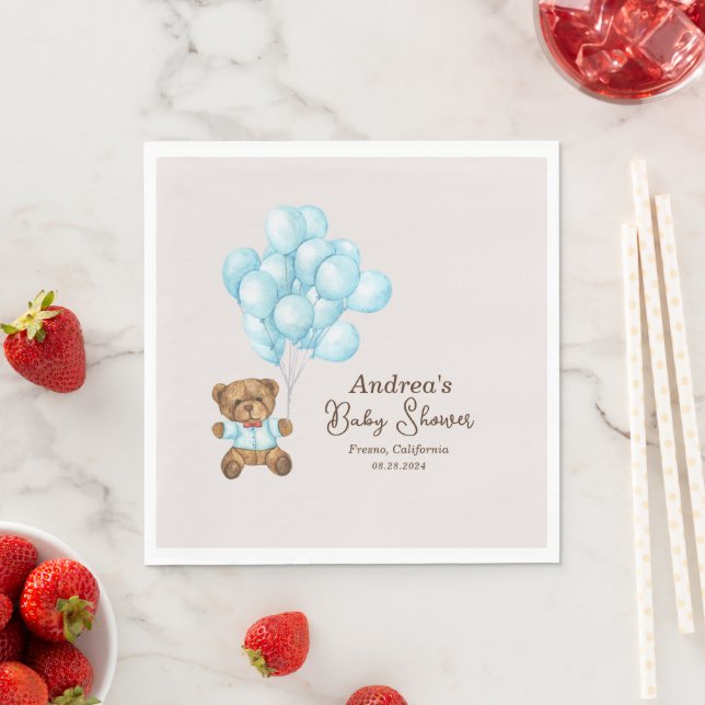 Baby blue babyskor Party Napkins Pappersservett (Insitu)