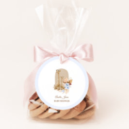 Baby blue babystövel av Pampas Grass Giraffe Gåvor Etiketter