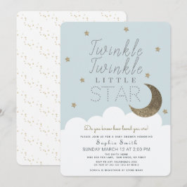 Baby blue babystövel med Lilla stjärna för Twinkle Inbjudningar