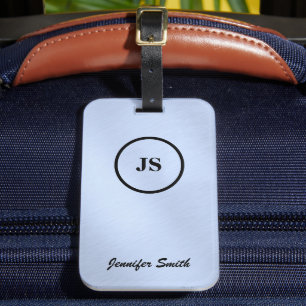 Baby blue bagagetagg för monogrammat borstat stål bagagebricka