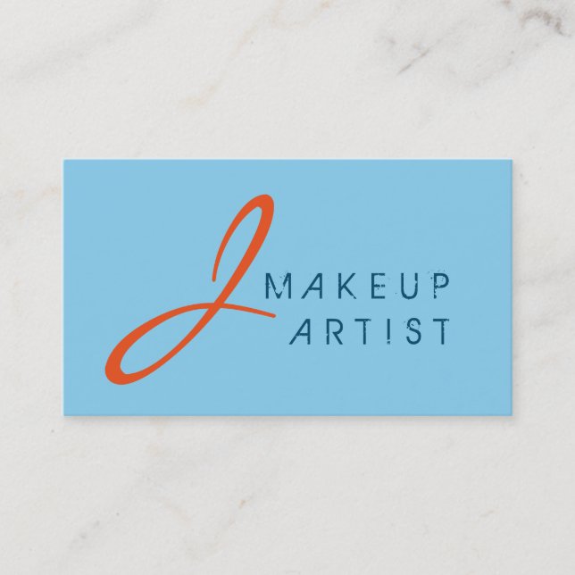 Baby blue bakgrund för Monogram Makeup Artist Visitkort (Framsida)