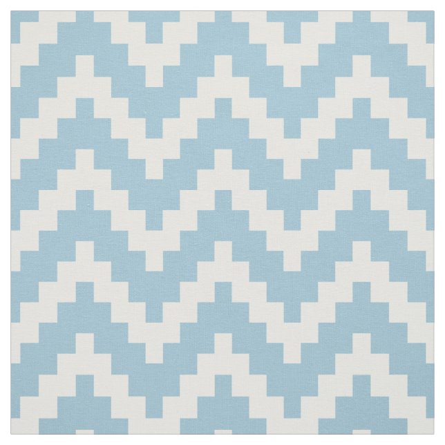 Baby blue bakgrund för vit Zigzag Ikat & Anpassnin Tyg (Provkarta)