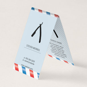 Baby blue Barber Blade Barber Poles Visitkort