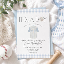 Baby blue baseball Åh, pojke baby shower inbjudan