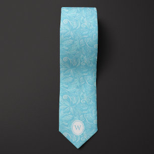 Baby blue Batik Blommigt Botanik Slips
