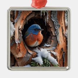 Baby Blue bird in winter Julgransprydnad Metall