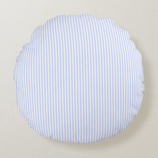 Baby blue Bleken Himlar Blue och White Rand Rund Kudde (Framsidan)