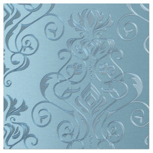 Baby blue blom- damast tyg