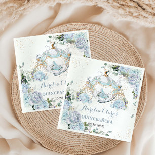 Baby Blue Blommiga Rosor Prinsessa Diligens Quince Pappersservett
