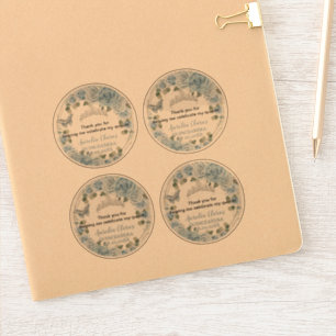 Baby blue Blommigt Butterflies Transparent Sticker Klistermärken