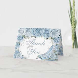 Baby blue Blommigt Cinderella Quinceañera Birthday Tack Kort